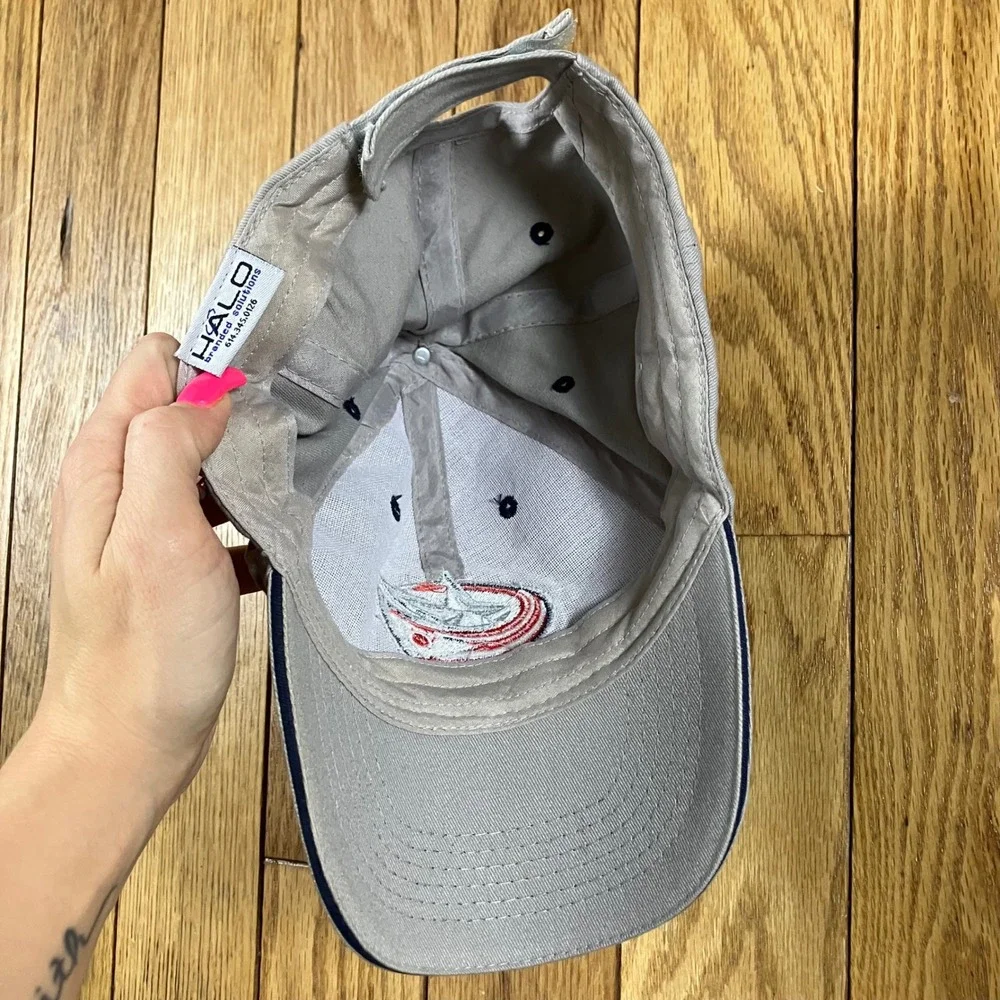 Columbus Blue Jackets Baseball Cap Gray Navy Embroidered Logo‎ Adjustable OSFA